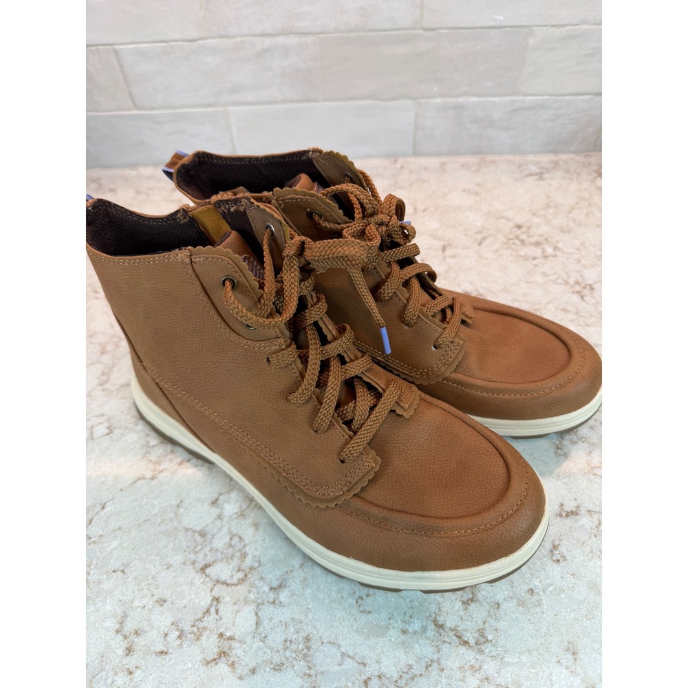 Ryka Belfast Womens Tan Brown Lace Up Side Zip Ankle Boots 9.5M Moc Toe Comfort